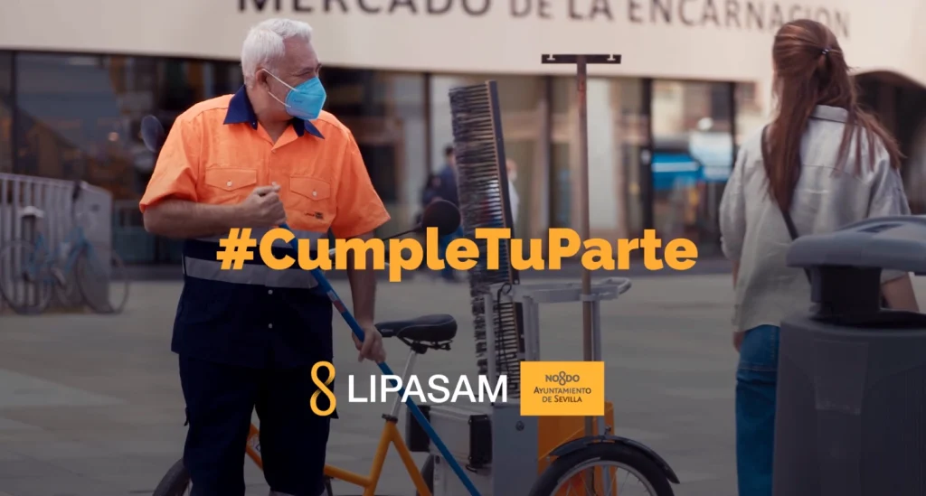 Operario de limpieza de LIPASAM en Sevilla. Campaña #CumpleTuParte.